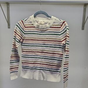 Womens LOFT Multicolor Striped Crew Neck Sweater Size Small